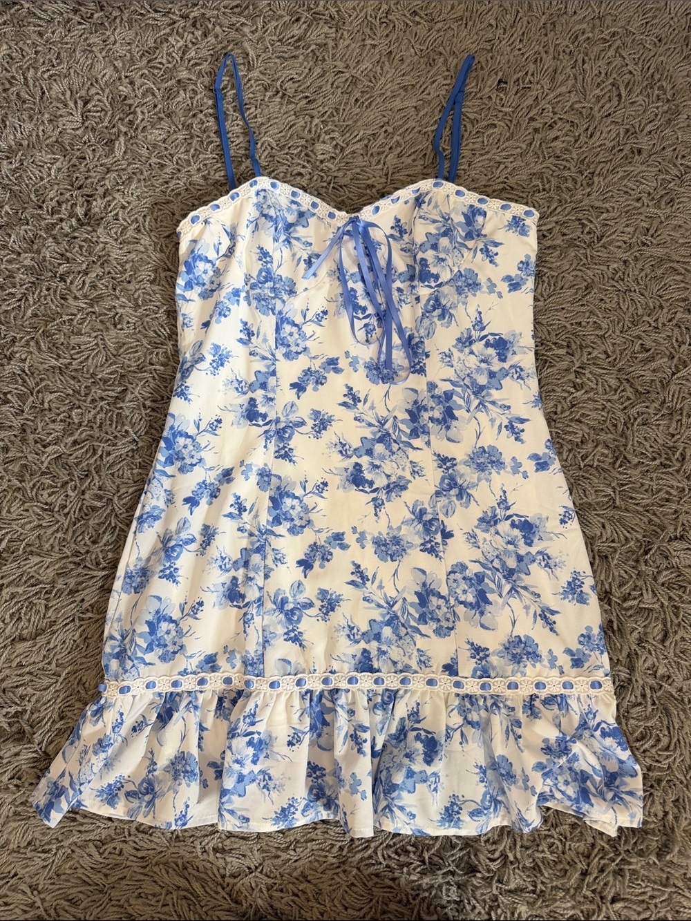 Floral Blue and White Mini Dress Altard State